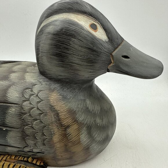 Hand Carved Wood Sculpture - Mandarin Duck Lite Size Hand Painted - Picture 3 of 15